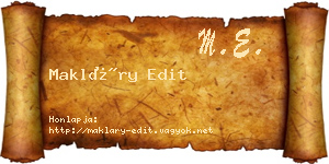 Makláry Edit névjegykártya